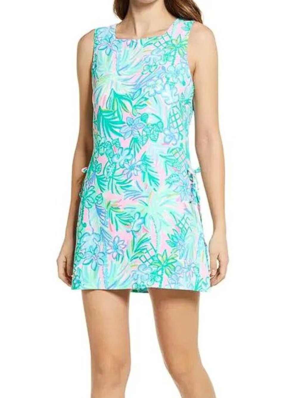 LILLY PULITZER Women's Donna Square Neck Romper Size 4 Pelican Pink Coconut Row
